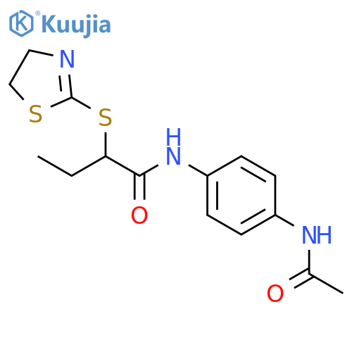 <br>N-[4-(acetylamino)phenyl]-2-(4,5-dihydro-1,3-thiazol-2-ylsulfanyl)butanamid e structure
