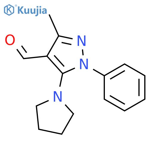 3-methyl-1-phenyl-5-(pyrrolidin-1-yl)-1H-pyrazole-4-carbaldehyde structure
