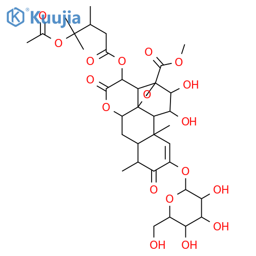 Bruceosin; 15-Deacyl, 15-(4-acetoxy-3,4-dimethylpentanoyl), 2-O-β-D-glucopyranoside structure