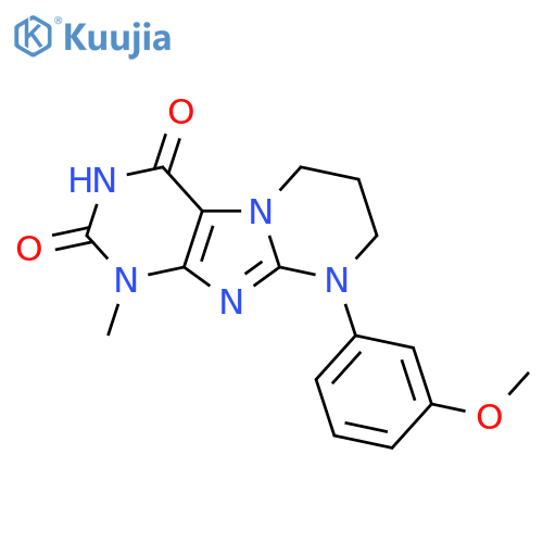 9-(3-methoxyphenyl)-1-methyl-1H,2H,3H,4H,6H,7H,8H,9H-pyrimido1,2-gpurine-2,4-dione structure
