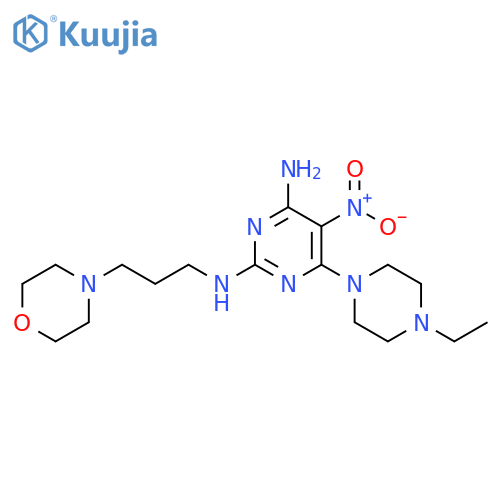 6-(4-ethylpiperazin-1-yl)-N2-3-(morpholin-4-yl)propyl-5-nitropyrimidine-2,4-diamine structure