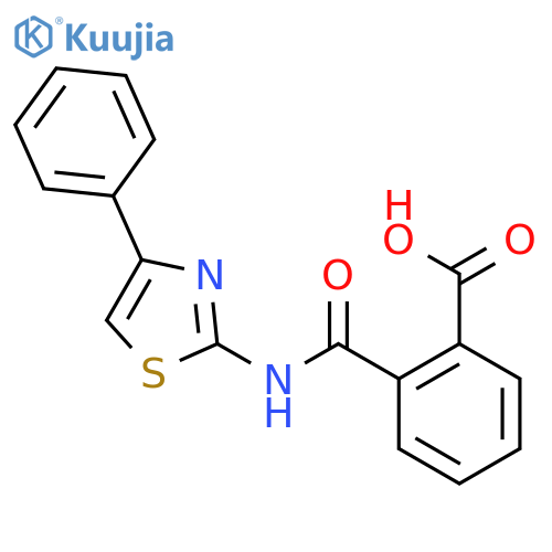 2-[(4-phenyl-1,3-thiazol-2-yl)carbamoyl]benzoic acid structure