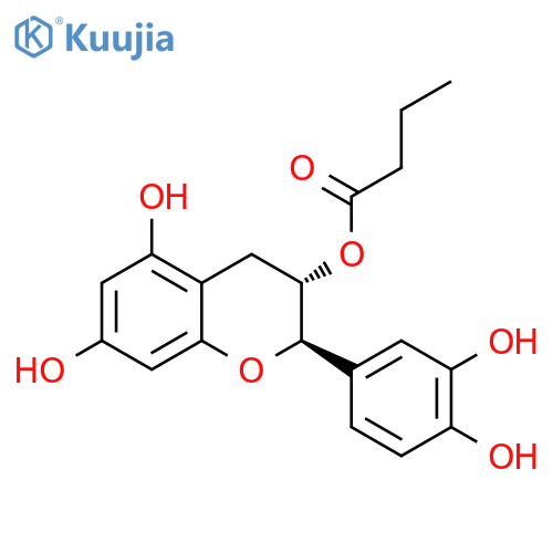 Butanoic acid,(2R,3S)-2-(3,4-dihydroxyphenyl)-3,4-dihydro-5,7-dihydroxy-2H-1-benzopyran-3-ylester structure