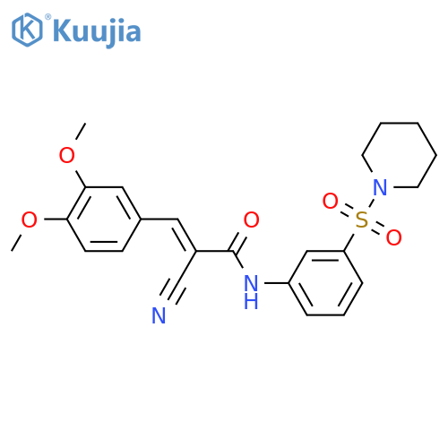 (E)-2-cyano-3-(3,4-dimethoxyphenyl)-N-(3-piperidin-1-ylsulfonylphenyl)prop-2-enamide structure