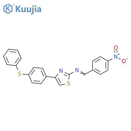 2-Thiazolamine, N-[(4-nitrophenyl)methylene]-4-[4-(phenylthio)phenyl]- structure
