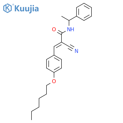 2-cyano-3-[4-(hexyloxy)phenyl]-N-(1-phenylethyl)prop-2-enamide structure