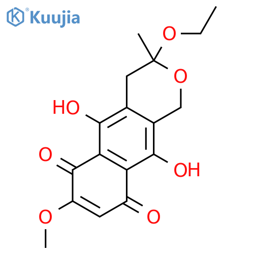 1H-Naphtho[2,3-c]pyran-5,10-dione,3-ethoxy-3,4-dihydro-6,9-dihydroxy-7-methoxy-3-methyl- (9CI) structure