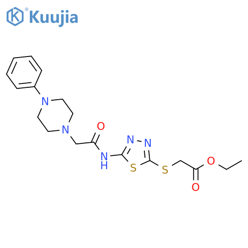 Ethyl 2-({5-[2-(4-phenylpiperazin-1-yl)acetamido]-1,3,4-thiadiazol-2-yl}sulfanyl)acetate structure