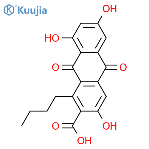 1-Butyl-3,6,8-trihydroxyanthraquinone-2-carboxylic acid structure
