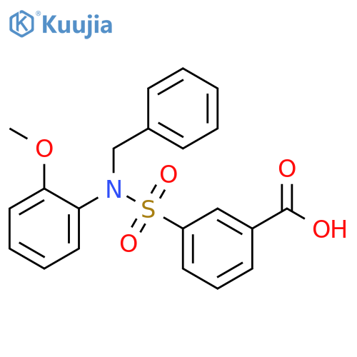 3-[Benzyl-(2-methoxy-phenyl)-sulfamoyl]-benzoic acid structure