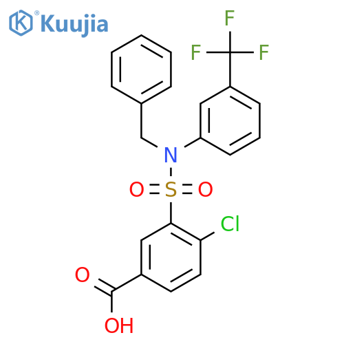 3-[BENZYL-(3-TRIFLUOROMETHYL-PHENYL)-SULFAMOYL]-4-CHLORO-BENZOIC ACID structure