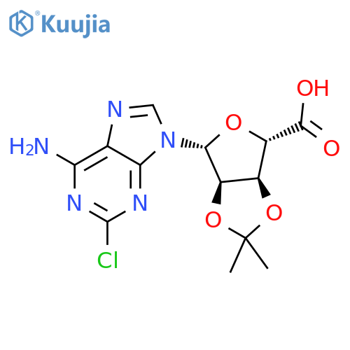 (3AS,4S,6R,6aR)-6-(6-amino-2-chloro-9H-purin-9-yl)-2,2-dimethyl-tetrahydrofuro3,4-d1,3dioxole-4-carboxylic acid structure
