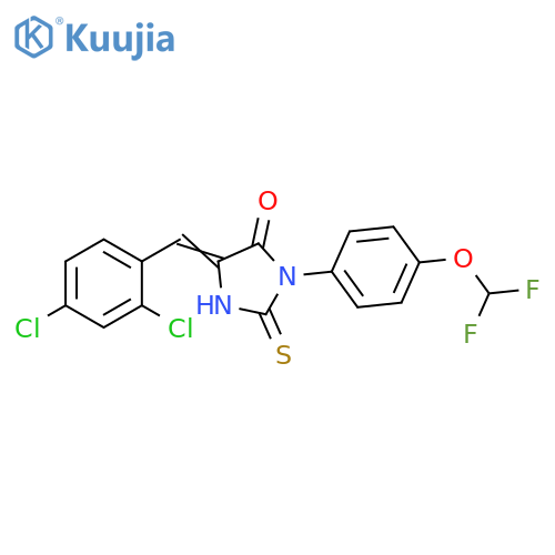 5-(2,4-dichlorophenyl)methylidene-3-4-(difluoromethoxy)phenyl-2-sulfanylideneimidazolidin-4-one structure
