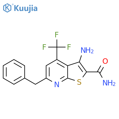 3-Amino-6-benzyl-4-(trifluoromethyl)thieno[2,3-b]pyridine-2-carboxamide structure