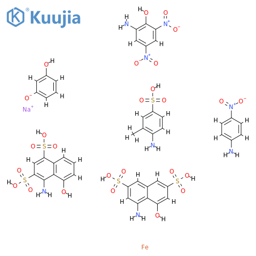 Iron, complexes with diazotized 2-amino-4,6-dinitrophenol coupled with diazotized 4-amino-5-hydroxy-1,3-naphthalenedisulfonic acid, diazotized 4-amino-5-hydroxy-2,7-naphthalenedisulfonic acid, diazotized 4-amino-3-methylbenzenesulfonic acid, diazotized 4- structure