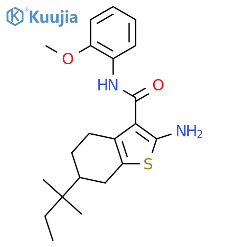 2-Amino-N-(2-methoxyphenyl)-6-tert-pentyl-4,5,6,7-tetrahydrobenzobthiophene-3-carboxamide structure