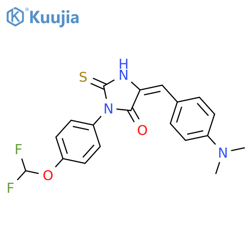 3-4-(difluoromethoxy)phenyl-5-{4-(dimethylamino)phenylmethylidene}-2-sulfanylideneimidazolidin-4-one structure
