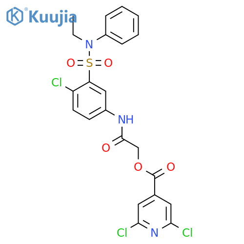 [2-[4-Chloro-3-[ethyl(phenyl)sulfamoyl]anilino]-2-oxoethyl] 2,6-dichloropyridine-4-carboxylate structure