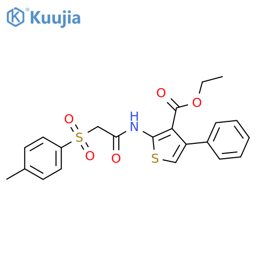 ethyl 2-2-(4-methylbenzenesulfonyl)acetamido-4-phenylthiophene-3-carboxylate structure