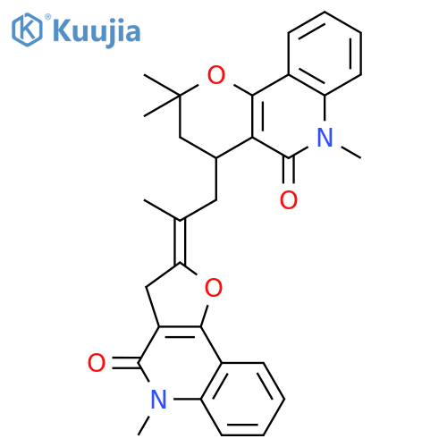 2,2,6-trimethyl-4-[2-(5-methyl-4-oxo-4,5-dihydro-3H-furo[3,2-c]quinolin-2-ylidene)-propyl]-2,3,4,6-tetrahydro-pyrano[3,2-c]quinolin-5-one structure