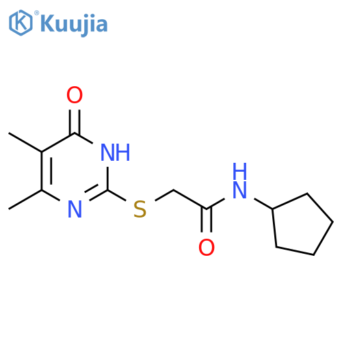 N-cyclopentyl-2-(4,5-dimethyl-6-oxo-1,6-dihydropyrimidin-2-yl)sulfanylacetamide structure