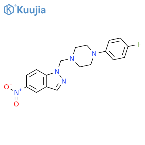 1-{4-(4-fluorophenyl)piperazin-1-ylmethyl}-5-nitro-1H-indazole structure