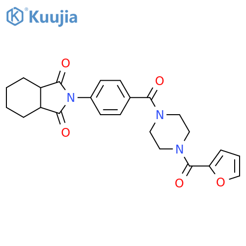 2-(4-(4-(furan-2-carbonyl)piperazine-1-carbonyl)phenyl)hexahydro-1H-isoindole-1,3(2H)-dione structure