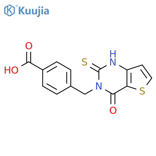 4-[(4-oxo-2-thioxo-1,4-dihydrothieno[3,2-d]pyrimidin-3(2H)-yl)methyl]benzoic acid structure