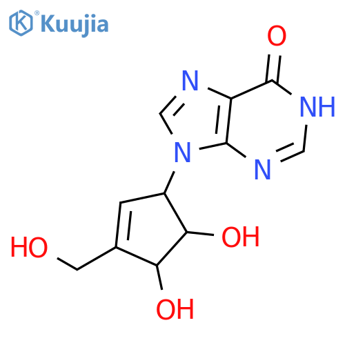 6H-Purin-6-one,9-[(1R,4R,5S)-4,5-dihydroxy-3-(hydroxymethyl)-2-cyclopenten-1-yl]-1,9-dihydro- structure