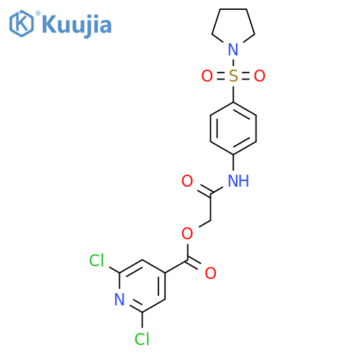 {[4-(Pyrrolidine-1-sulfonyl)phenyl]carbamoyl}methyl 2,6-dichloropyridine-4-carboxylate structure