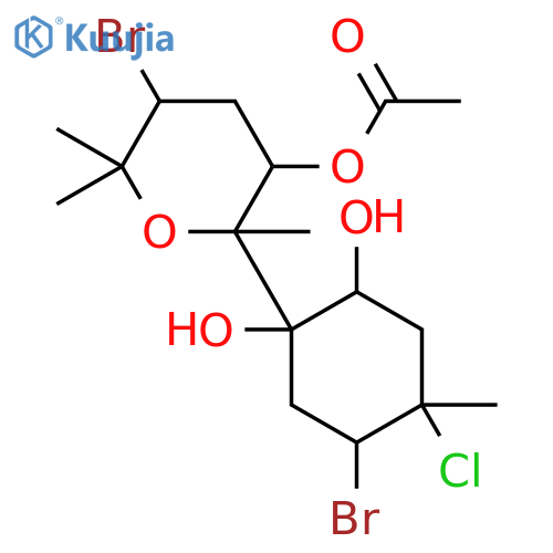 [5-bromo-2-(5-bromo-4-chloro-1,2-dihydroxy-4-methylcyclohexyl)-2,6,6-trimethyloxan-3-yl] Acetate structure
