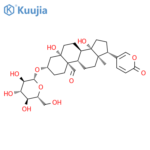 3beta,5beta,14beta-trihydroxy-19-oxo-bufa-20,22-dienolide 3-O-beta-D-glucopyranoside structure