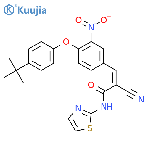 3-[4-(4-tert-butylphenoxy)-3-nitrophenyl]-2-cyano-N-(1,3-thiazol-2-yl)prop-2-enamide structure