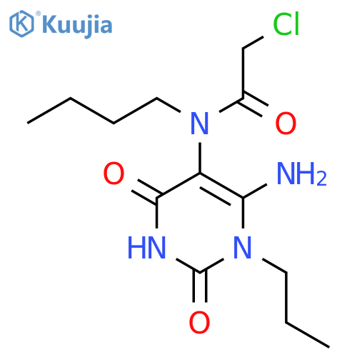 N-(6-amino-2,4-dioxo-1-propyl-1,2,3,4-tetrahydropyrimidin-5-yl)-N-butyl-2-chloroacetamide structure