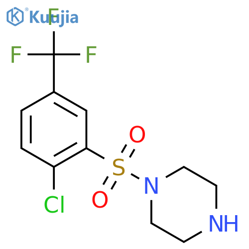 1-{[2-chloro-5-(trifluoromethyl)phenyl]sulfonyl}piperazine structure