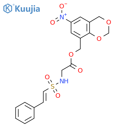 (6-Nitro-2,4-dihydro-1,3-benzodioxin-8-yl)methyl 2-(2-phenylethenesulfonamido)acetate structure