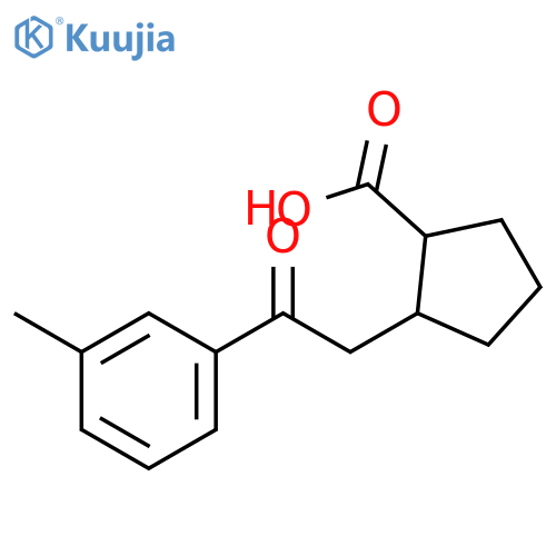 (1R,2S)-2-[2-(m-tolyl)-2-oxo-ethyl]cyclopentane-1-carboxylic acid structure