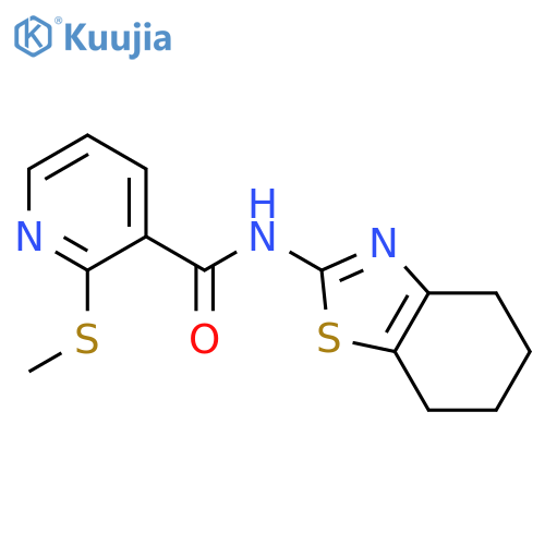 2-(methylsulfanyl)-N-(4,5,6,7-tetrahydro-1,3-benzothiazol-2-yl)pyridine-3-carboxamide structure