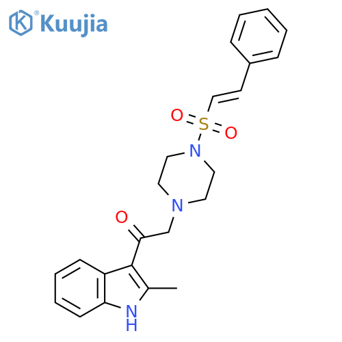1-(2-methyl-1H-indol-3-yl)-2-[4-(2-phenylethenesulfonyl)piperazin-1-yl]ethan-1-one structure