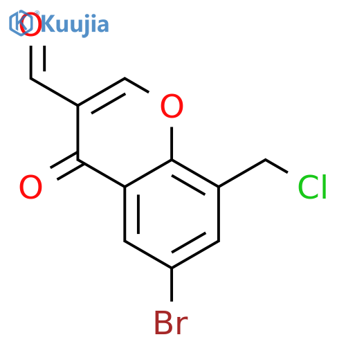 6-bromo-8-(chloromethyl)-4-oxo-4H-chromene-3-carbaldehyde structure