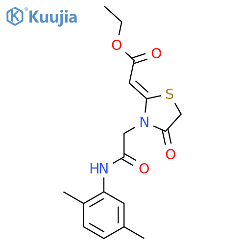 Ethyl 2-(3-{[(2,5-dimethylphenyl)carbamoyl]methyl}-4-oxo-1,3-thiazolidin-2-ylidene)acetate structure