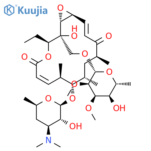 4,17-Dioxabicyclo[14.1.0]heptadeca-6,14-diene-5,13-dione,2-[[(6-deoxy-2,3-di-O-methyl-b-D-allopyranosyl)oxy]methyl]-3-ethyl-2-hydroxy-8,10,12-trimethyl-9-[[3,4,6-trideoxy-3-(dimethylamino)-b-D-xylo-hexopyranosyl]oxy]-,(1R,2S,3R,6E,8S,9S,10S,12R,14E,16S)- structure