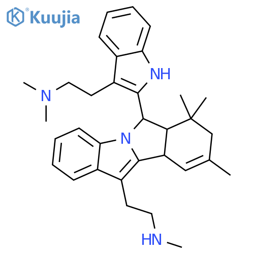 (2-{6-[3-(2-dimethylamino-ethyl)-indol-2-yl]-7,7,9-trimethyl-6a,7,8,10a-tetrahydro-6H-isoindolo[2,1-a]indol-11-yl}-ethyl)-methyl-amine structure