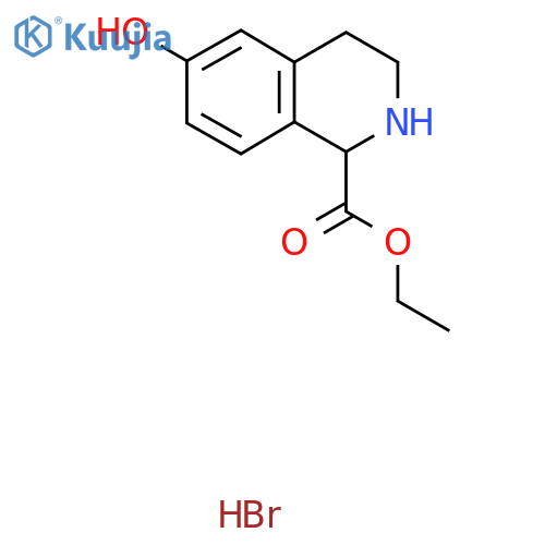 Ethyl 6-hydroxy-1,2,3,4-tetrahydroisoquinoline-1-carboxylate hydrobromide structure