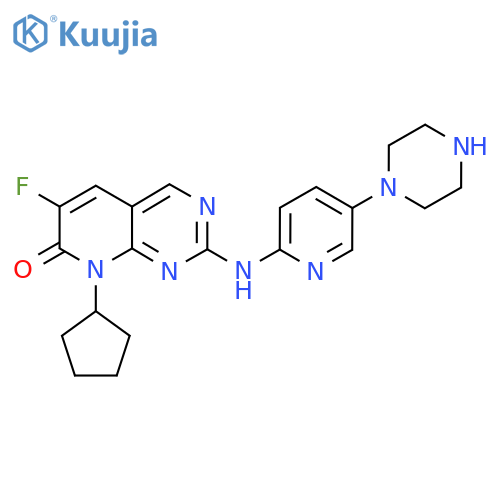 8-cyclopentyl-6-fluoro-2-{[5-(piperazin-1-yl)pyridin-2-yl]amino}-7H,8H-pyrido[2,3-d]pyrimidin-7-one structure