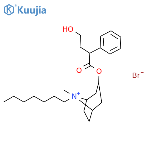 8-heptyl-3-[(4-hydroxy-2-phenylbutanoyl)oxy]-8-methyl-8-azoniabicyclo[3.2.1]octane bromide structure