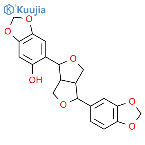 1,3-Benzodioxol-5-ol,6-[(1S,3aR,4S,6aR)-4-(1,3-benzodioxol-5-yl)tetrahydro-1H,3H-furo[3,4-c]furan-1-yl]- structure