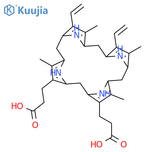 21H,23H-Porphine-2,18-dipropanoicacid, 7,12-diethenyl-5,10,15,20,22,24-hexahydro-3,8,13,17-tetramethyl- structure