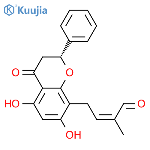 5,7-Dihydroxy-8-C-(gamma-methyl-gamma-formylallyl)flavanone structure