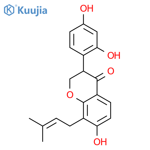 3-(2,4-dihydroxyphenyl)-7-hydroxy-8-(3-methylbut-2-en-1-yl)-2,3-dihydro-4H-chromen-4-one structure